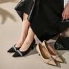 Cow Leather Pointed Toe High Heels Rhinestone Women Pumps