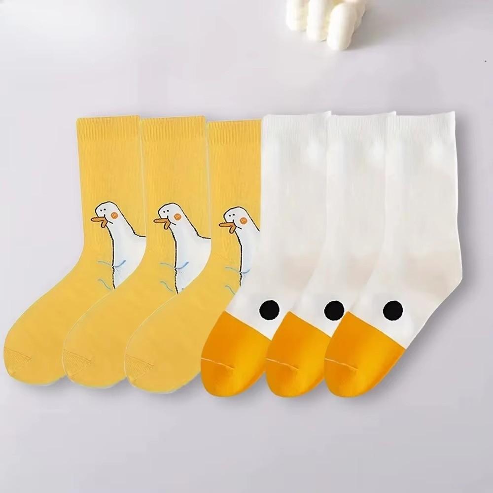 Soft Goose Duck Printed Socks Breathable Mid Tube Sock Funny Warm Socks Women Men Universal