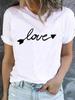 (Asian Size) T Shirt Fashion Sweet Love Trend Cute Female Graphic Casual Short Sleeve T-shirts Tee Women Print Lady Top Clothing