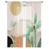 Boho Abstract Leaves Plants Tulle Curtains For Living Room Sheer Curtain For Bedroom Kitchen Blinds Voile Curtains