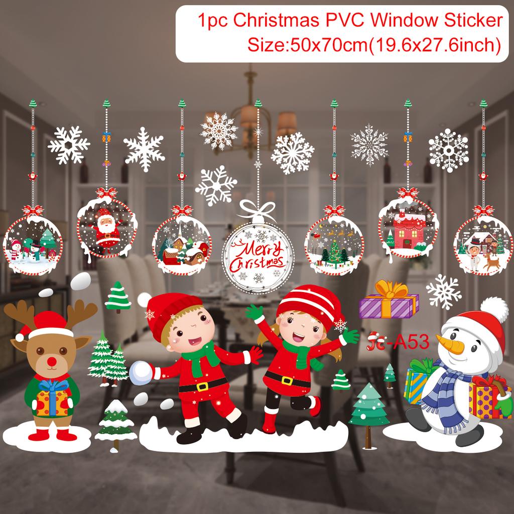 Cartoon Christmas Window Glass Stickers 2025 Christmas Decoration for Home Living Room Wall Decor 2025 Happy New Year Stickers
