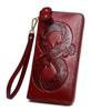 New Leather Women Wallet Oil Wax Leather Retro Long Leather Fashion Ladies Zipper Bag