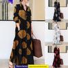 Plus Size Cotton & Linen Long-Sleeve Print Dress - Casual Japanese & Korean Style
