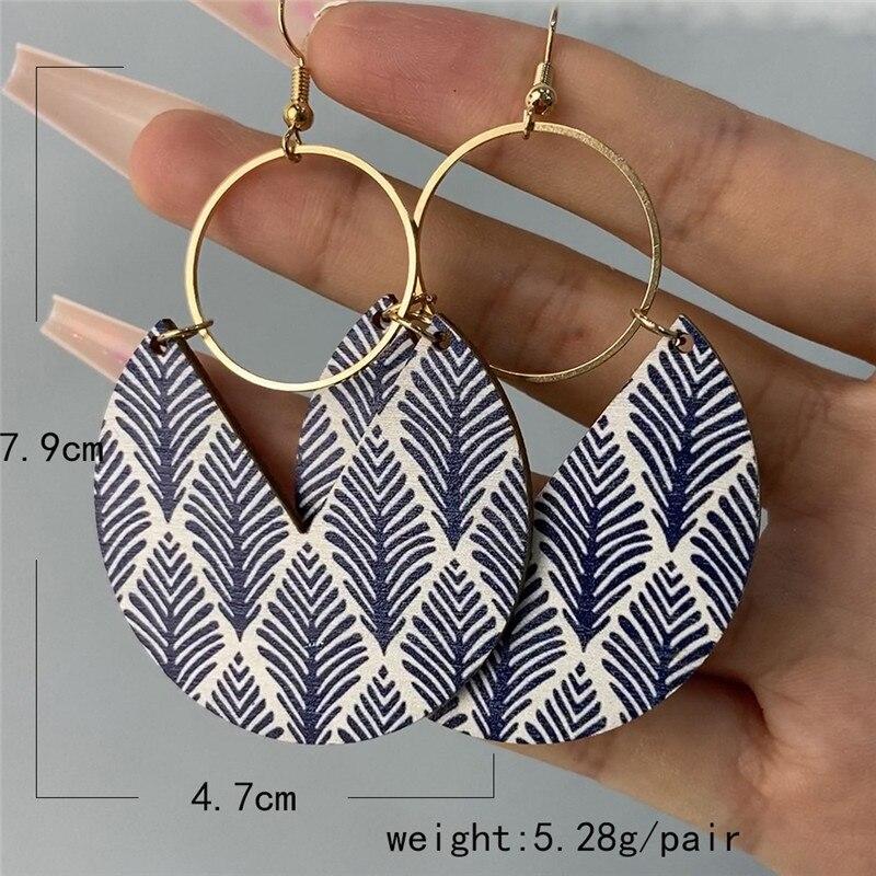1 Pair Large Round Geometric Copper Earrings Women's Color Pattern New Design Fashion Pendant Earrings LXY