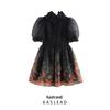 2025 Spring Women's Fashion Puff Sleeve Dress with 3D Floral Decoration