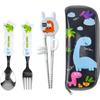 Cool Dino Step 1 Correction Chopsticks Spoon Fork Case Set, Navy, Spoon + Fork + Chopsticks + Case