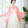 1PC Elegant Shawl Cloak Wedding Banquet Solid Color Chiffon Breathable Fashion Lightweight