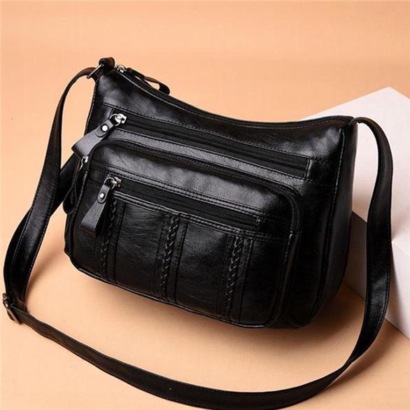 Portable Small Women Shoulder Bags Travel Multi-Layer Classic Soft Surface Vintage