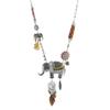 [R6235] - Designer Necklace 'Lilipoupettes' (indian Elephant) Silver Orange - 60 Cm - 12x7 Cm