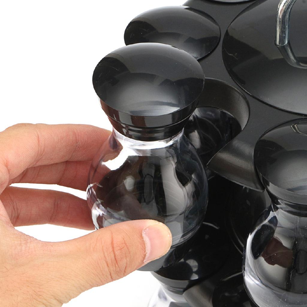 16Pcs Condiment Sets 360 Rotating Spice Jar Rack Kitchen Cruet Condiment Bottle Coffee Sugar Seal Jar Container Castor