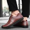 Men's Handmade Sewn Leather Shoes Comfortable Anti Slip Flat Bottom Daily Office Outdoor Leisure Walking Breathable Men's Shoes