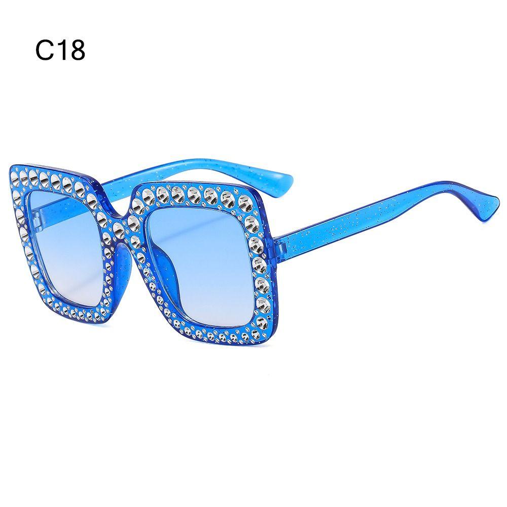Crystal Oversized Sunglasses for Women Rhinestone Square Diamond Sun Glasses Retro Big Frame Sparkling Glasses