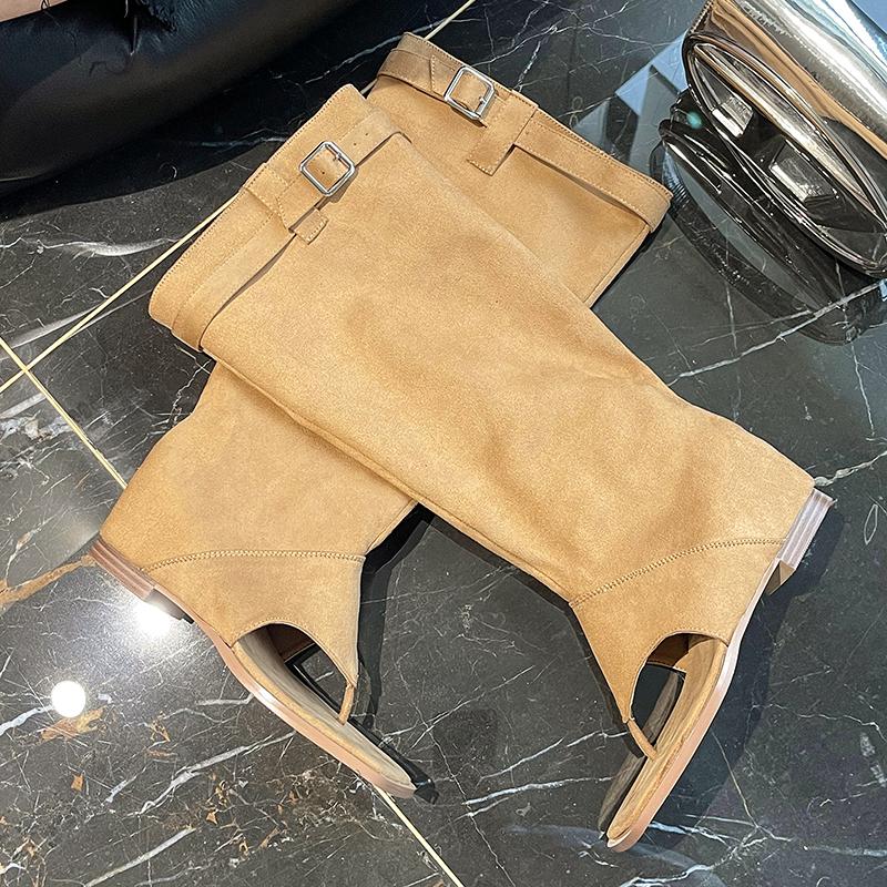 Роскошные дизайнерские женские сандалии-гладиаторы на весну и лето, модные брючные сапоги на плоской подошве с зажимом для девочек, уличные брючные сапоги Spice Girls