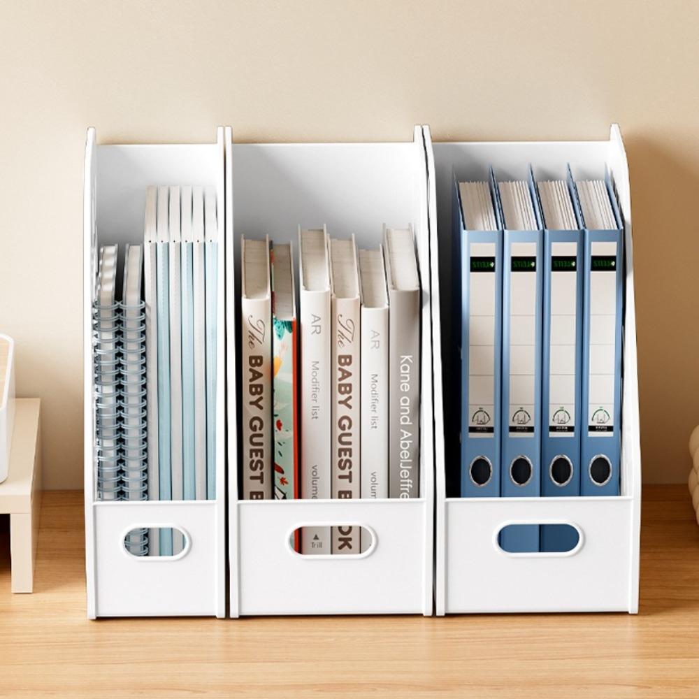 Large Capacity Bookend Stand Hollowed-out File Document Organizer Rack  for Home Office