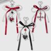 Y2K Imitation Pearl Ribbon Bow Keychain Sweet Cool Love Heart Keyring Bag Pendant  Key Accessories Couple Gifts