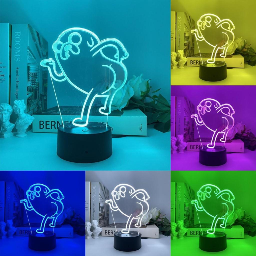 Jake Adventure Time The Dog Bend Over Figure 3d Night Light Acrylic Panel Base