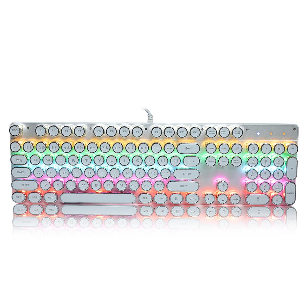 900‑5 White Mechanical Keyboard with Retro Round Cap Computer Parts