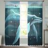 Whale The Sea Surface Sheer Curtains Bedroom Voile Curtain Living Room Window Sheer Curtains Kitchen Tulle Drapes