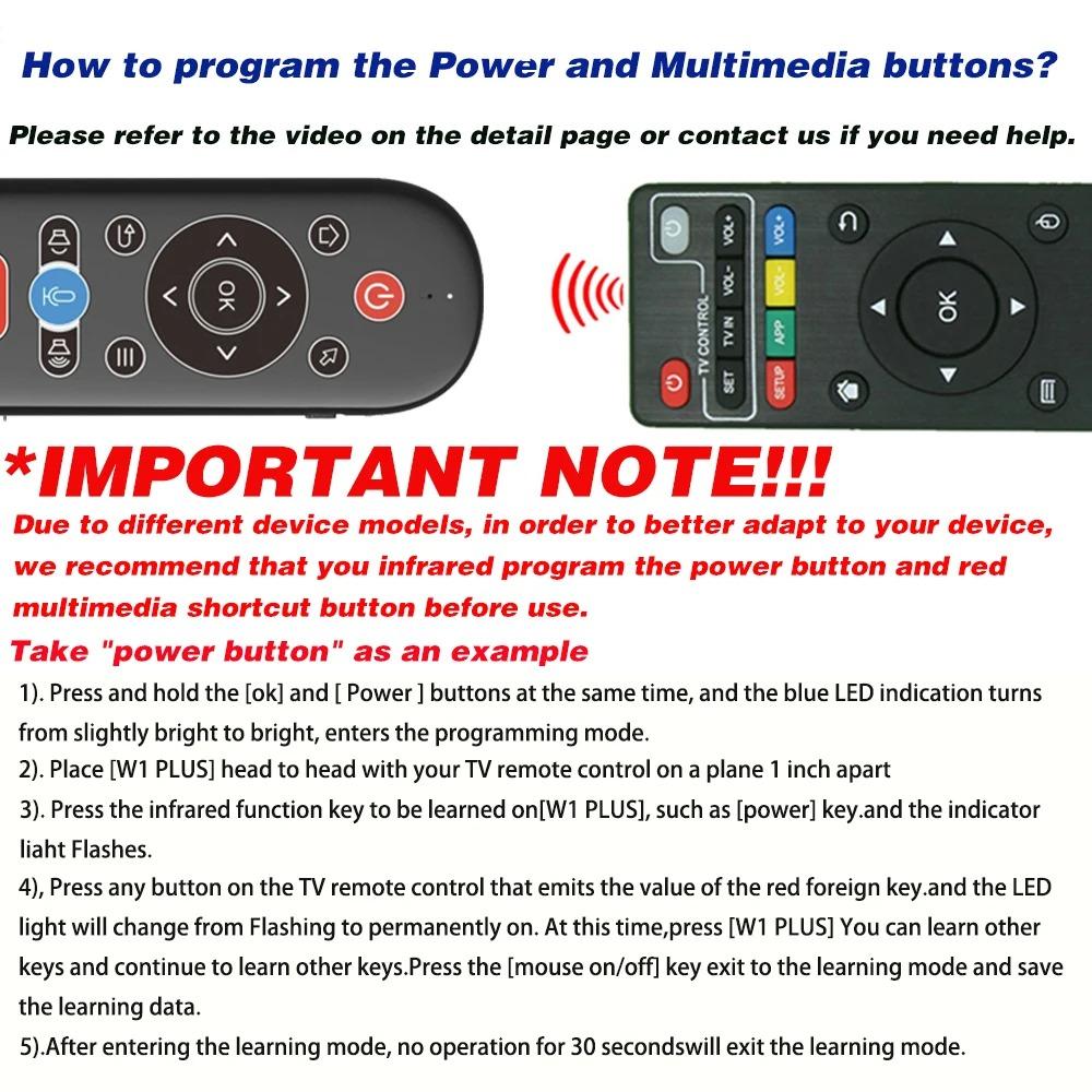 NEW W1 PLUS Air Mouse Remote Control 2.4G RF Wireless Mini Voice Control Keyboard Smart Gyroscope Keyboard Sense Anti-loss IR for Android TV Box