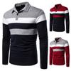 Men’s Long Sleeve Shirt Casual Slim Fit Shirts Contrast Color Patchwork T-Shirts Cotton Tops
