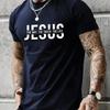 Summer Men's Polyester Fiber Casual Loose Round Neck T-shirt Jesus Way Truth Life Letter Printed Outdoor Sports Top