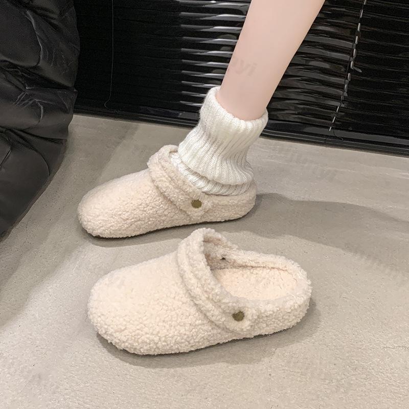 Fur Warm Women Cotton Slippers Short Plush Warm Casual Flats 2025 Trend Walking Cozy Home Winter Snow Shoes Zapatos De Mujer