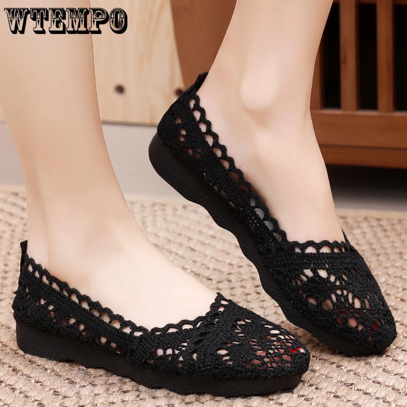 Shoes Women Cloth Shoes Hollow Lace Mesh Shallow Mouth Shoes Casual Shoes Women Sandals