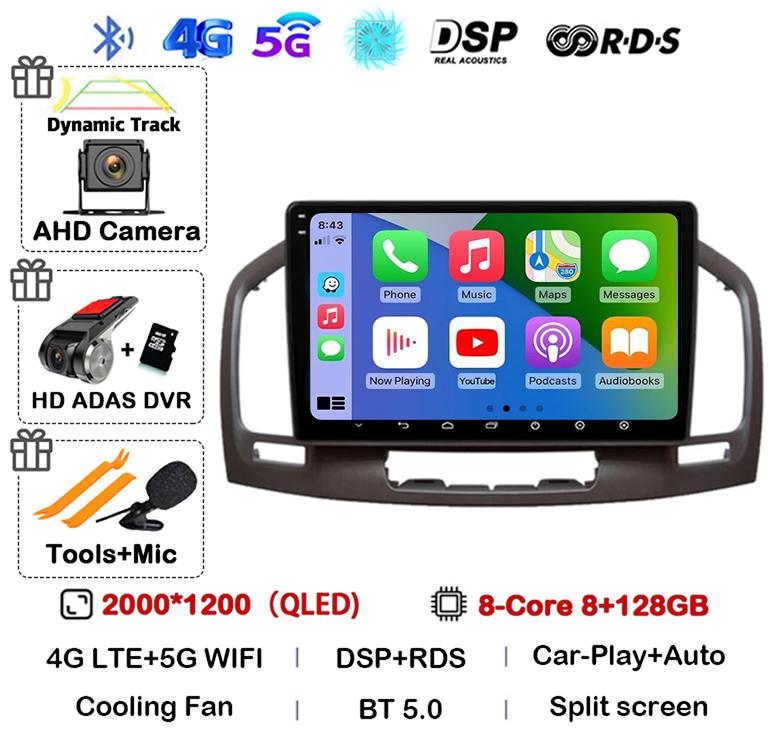 Android 14 Carplay Auto WIFI+4G Car Radio For Buick Regal For Opel Insignia 2009 2010 2011 2012 2013 Multimidia Video Player GPS
