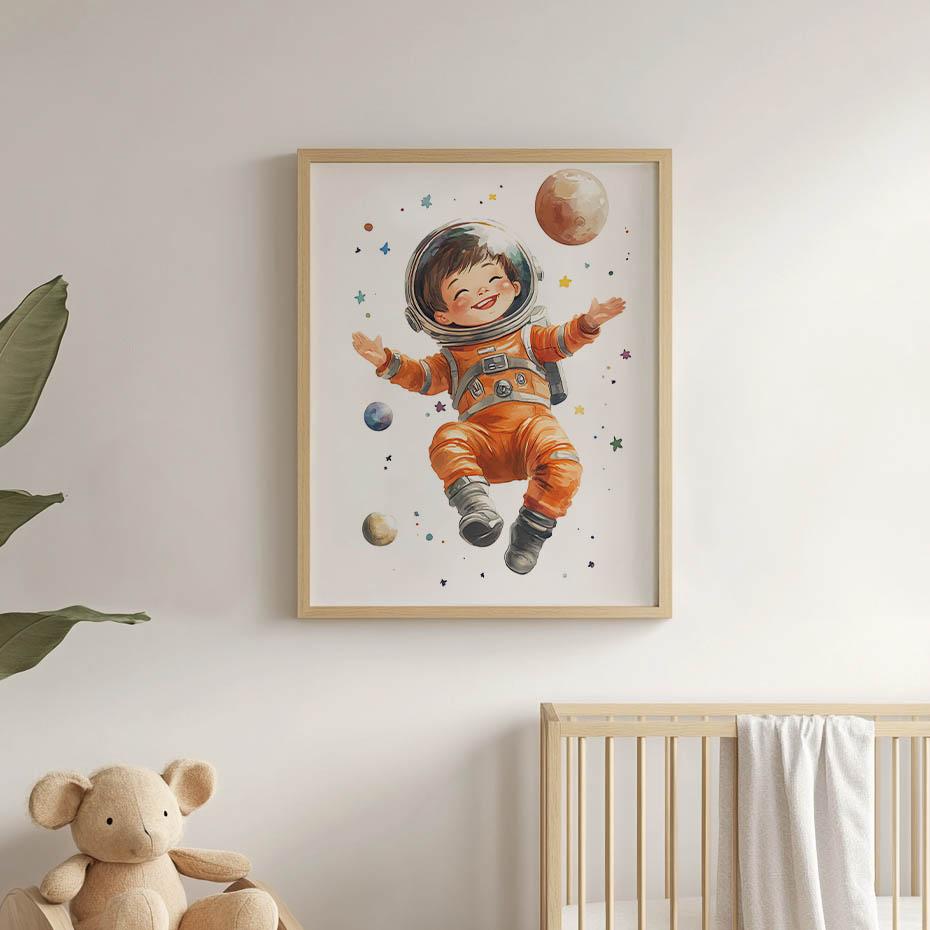 Plakat Mały Kosmonauta Plakat Mały Kosmonauta, 70X100 Cm, Bez Ramy, Płótno Premium Na Blejtramie
