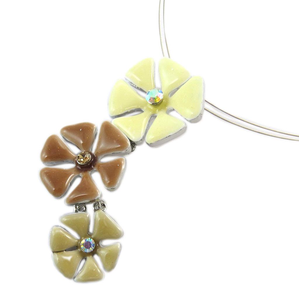 Les Trésors De Lily [E0392] - Taupe Beige 'Mimosas' Designer Necklace