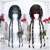 Y2K Gradient Black Red Wig Harajuku Long Straight Bangs Lolita Headwear Chic Girls Women Halloween Cosplay Gothic Witch Party