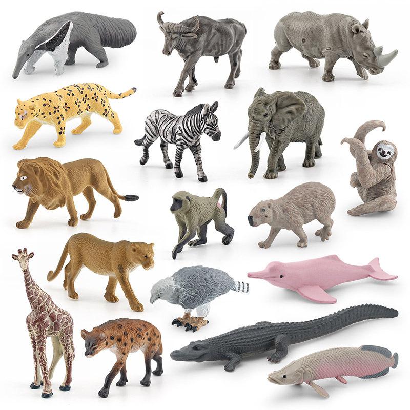 Simulation 17Pcs South American Non-Animal Model Set Sloth Anteater Jaguar Zebra Lion Elephant Ornament