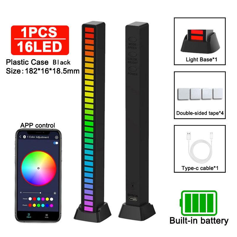 Sound Pickup Light RGB Colourful LED Lights App Controls Music Rhythm Neon Light Voice Activated Ambient Atmosphere Night Lights