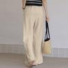 Spring and Summer New Cotton Hemp Loose Elastic Waist Women's Wide Leg Pants
