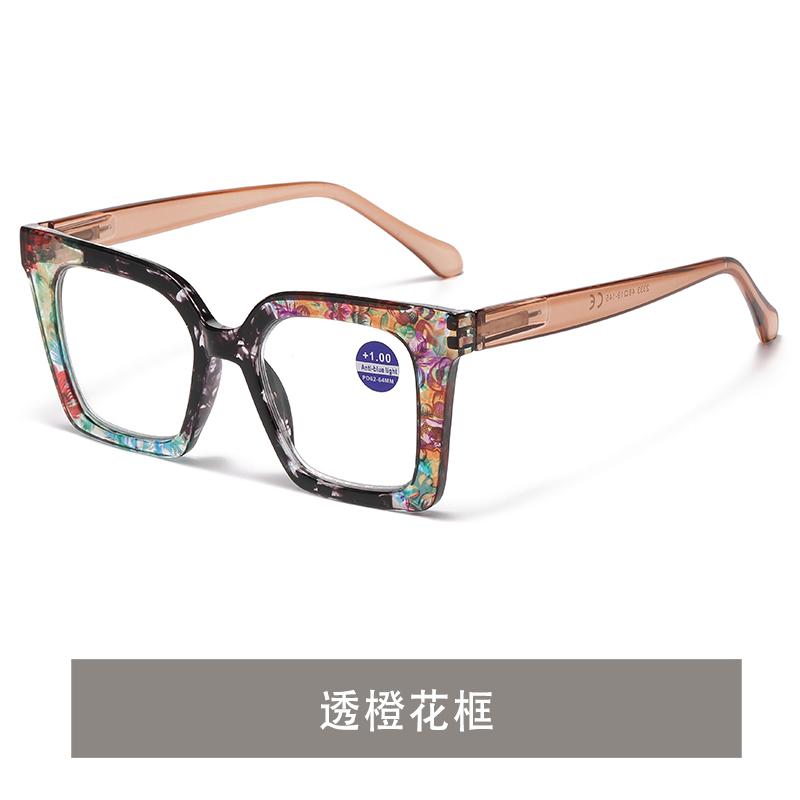 1.0 1.5 2.0 2.5 3.0 Fashionable Floral Reading Glasses Women's Anti Blue Light Spring Hinge Eyes and Legs HD Flat Light Glasses