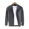 Fall Winter Men Coat Zipper Closure Knitted Cardigan Stand Collar Long Sleeves Solid