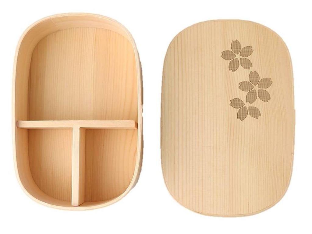 Humidity Control Function Wooden Bento Box X X 6cm 700ml Natural White Current Model J-kitchens 18.3cm 12.5cm