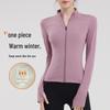 Women's Slim-Fit Stand-Up Collar Yoga Jacket - Plush, Long-Sleeved, Zippered Sports Top for Autumn/Winter 2024