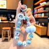 Labubu Painted Beads Phone Chain Hairball Keychain Sweet Girl Anti-Lost Wrist Strap Bracelet Earphone Case Charm Bag Decor