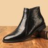 2024 Autumn/Winter Men's Retro Pointed Chelsea Boots - High-Top Leather with Velvet Lining