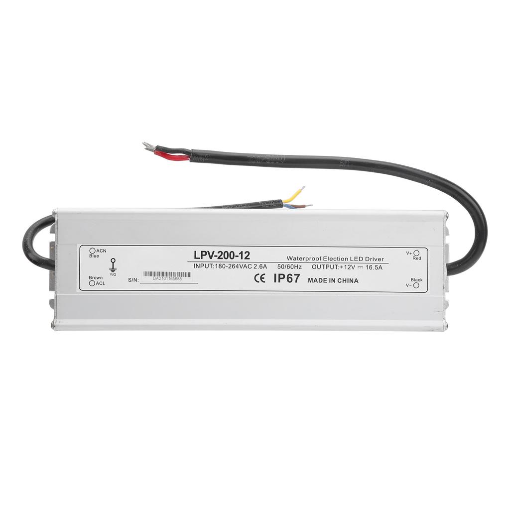 BERM Waterproof Power Supply for LED Light Industry Driver Equipment DC12V 200W LPV‑200‑12