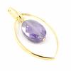 [H2624] - Gold Plated Pendant 'Linda' Golden Purple - 35x18 Mm