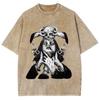 Scary Character Snake Print Cotton Women Washed T-Shirt Oversized Loose Half Sleeve High Street Punk Retro Top