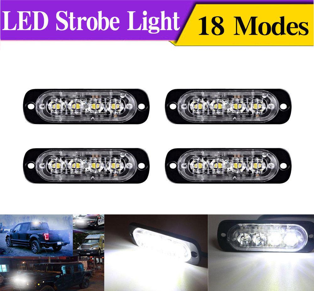2PCS 12-24V Amber Strobe Side Warning 4 Led Grill Flashing Lightbar Breakdown Emergency For Truck Trailer LED Light