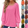 FashionSweaters For Women Lightweight Loose Fit Square Neck Puff Sleeve Tunic Tops