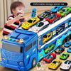 Kids Truck Toy with Sound Light Guideposts Double Layers Foldable Track Alloy Mini Ejection Car Racing Inertial Drive Carrier Container