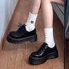 Star with the Same Platform Shoes Spring and Autumn New British Style Retro Small Leather Shoes Lace Up Martin Single Shoes JK Muffin Shoes Summer
