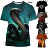 Fashion Men and Women 3d Printing T-shirt Snake T-shirt Summer Casual Short-sleeved Animal T-shirt