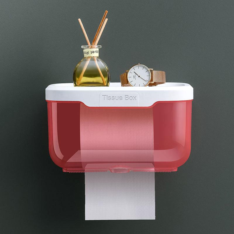 Waterproof Wall Mount Tissue Holder Box for Bathroom Toilet Paper Holder Storage Rack Punch-Free Storage Box Kitchen Supplies