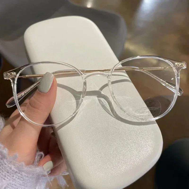Retro Round Frame Short Sight Glasses Ultralight Women Fashion Blue Light Blocking Myopia Eyewear Optical Spectacle Eyeglasses